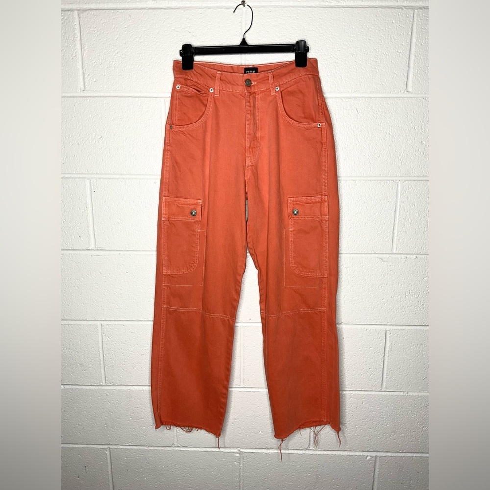 < BDG Vibrant Orange Cargo Pants With Distressed Hem >